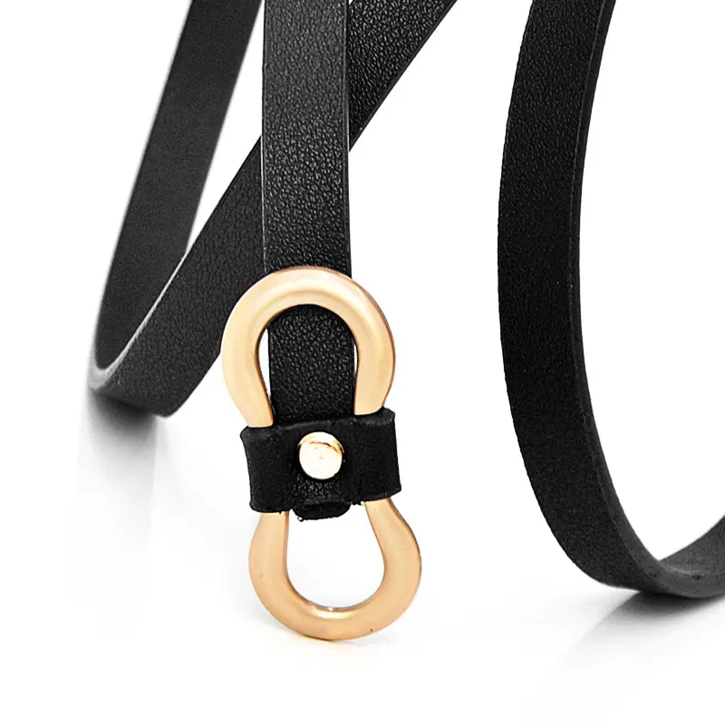 Simple Women Thin Belt for Dresses Nonporous Waistband Ladies PU Leather Alloy Buckle Decorative Waist Strap