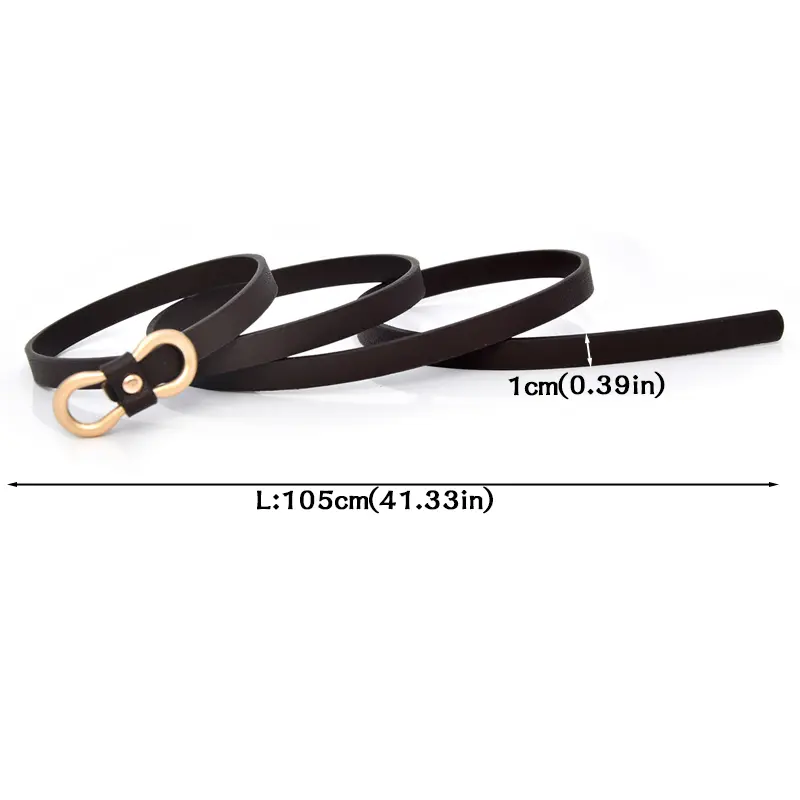 Simple Women Thin Belt for Dresses Nonporous Waistband Ladies PU Leather Alloy Buckle Decorative Waist Strap
