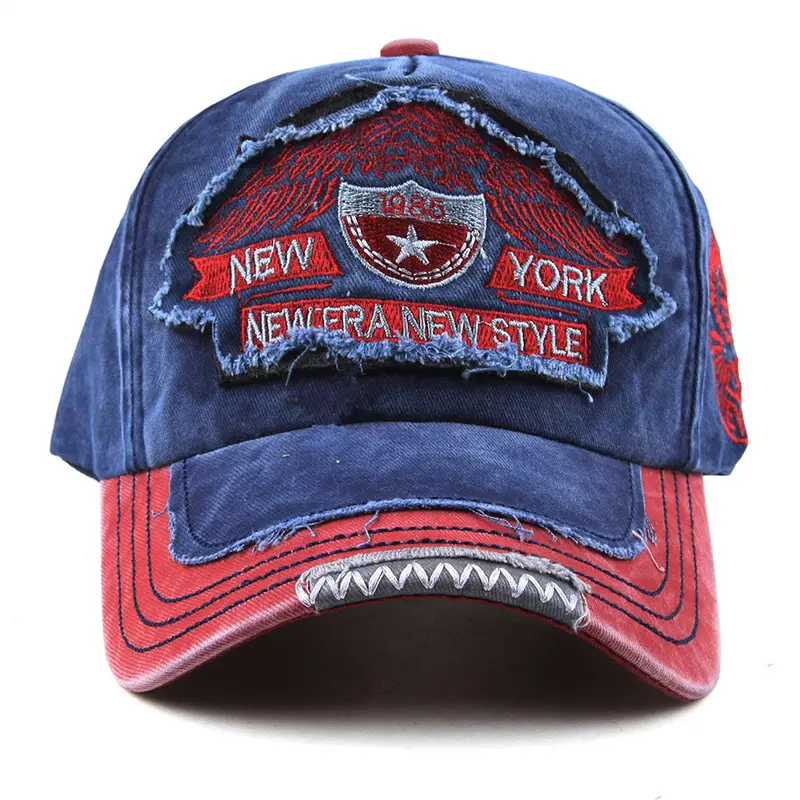 Retro Washed Letter Baseball Cap for Men Women Hip Hop Embroidered Cotton Sun Hat Spring Summer Denim Peaked Caps
