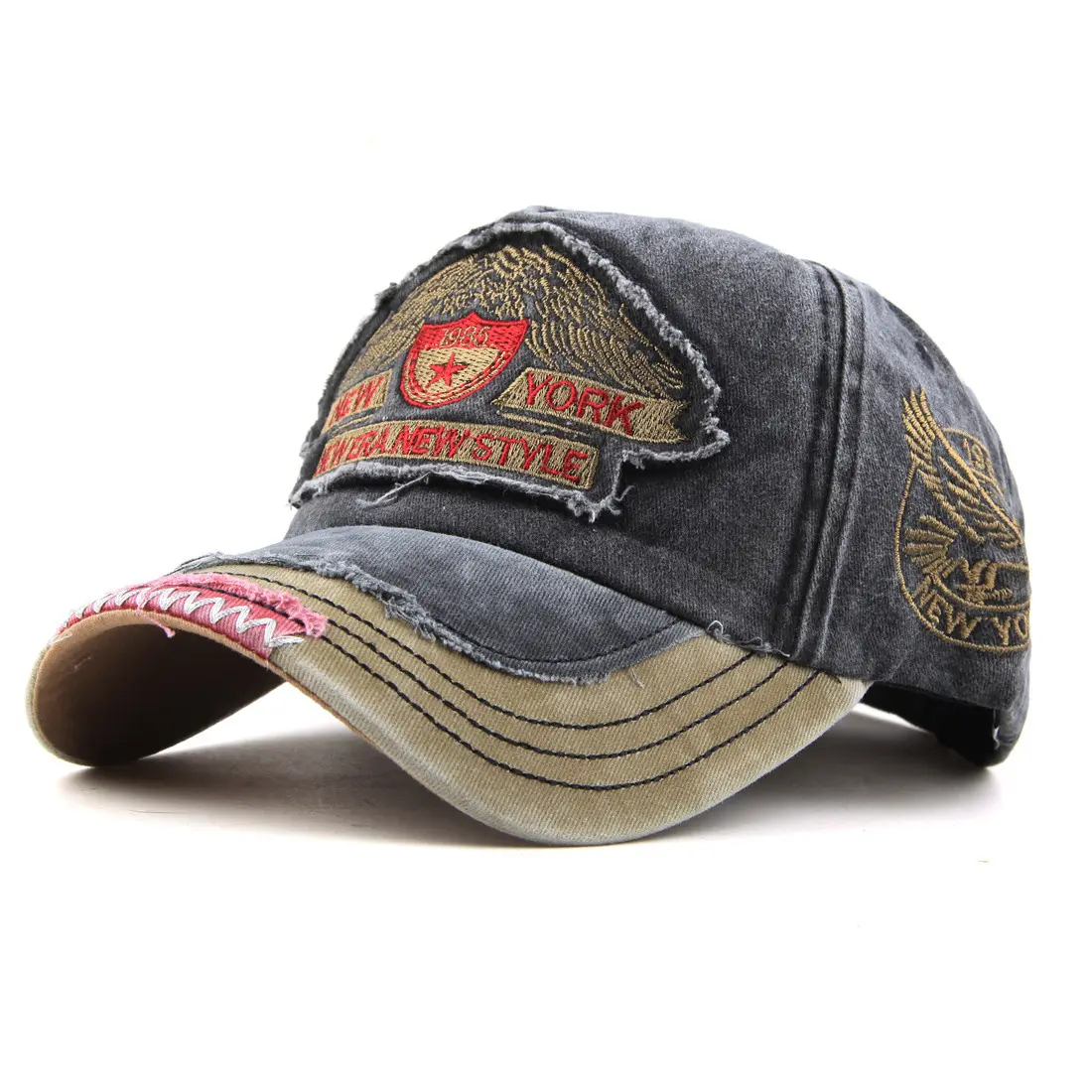 Retro Washed Letter Baseball Cap for Men Women Hip Hop Embroidered Cotton Sun Hat Spring Summer Denim Peaked Caps