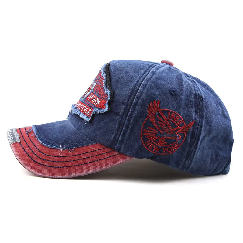 Retro Washed Letter Baseball Cap for Men Women Hip Hop Embroidered Cotton Sun Hat Spring Summer Denim Peaked Caps