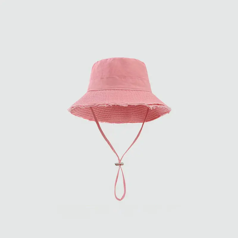 Summer Fisherman Cap for Women Korean Pink Large-Brimmed Bucket Hat Outdoor Beach Travel Sunshade Panama Hats