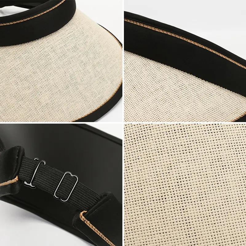 Summer Straw Hat for Women Foldable Empty Top Sun Hat Outdoor Beach Anti-UV Protection Wide Brim Female Sunscreen Visor Cap 골프모자