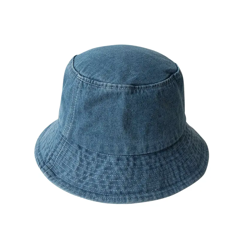 Retro Denim Bucket Hat for Women Solid Color Foldable Fisherman Cap Summer Outdoor Wide Brim Panama Sun Hats Gorras