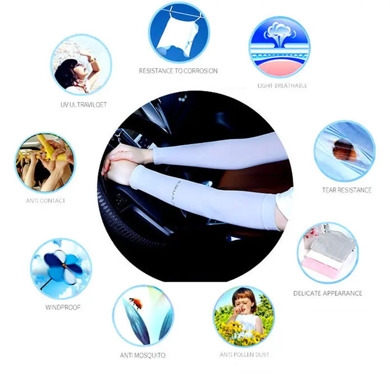 Summer Ice Silk Arm Sleeves Outdoor Sunscreen Cycling Driving Arm Cover for Women Men Sun Protection Fingerless Sleeves