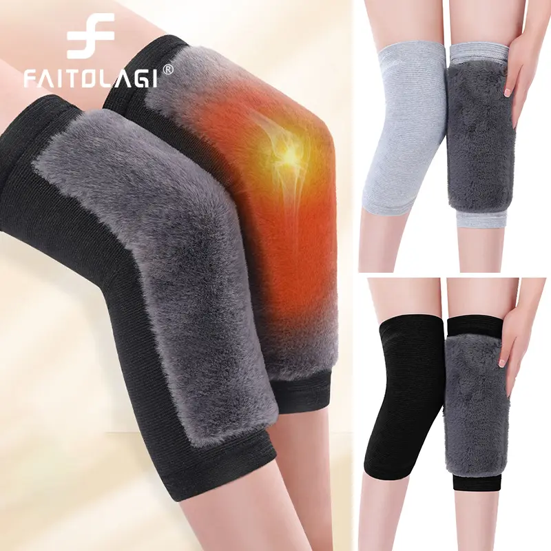 Winter Warm Knee Pads for Women Men Soft Thicken Fluff Cold-proof Leg Sleeves Faux Rabbit Fur Running Elderly Knee Protector