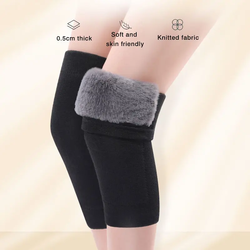 Winter Warm Knee Pads for Women Men Soft Thicken Fluff Cold-proof Leg Sleeves Faux Rabbit Fur Running Elderly Knee Protector