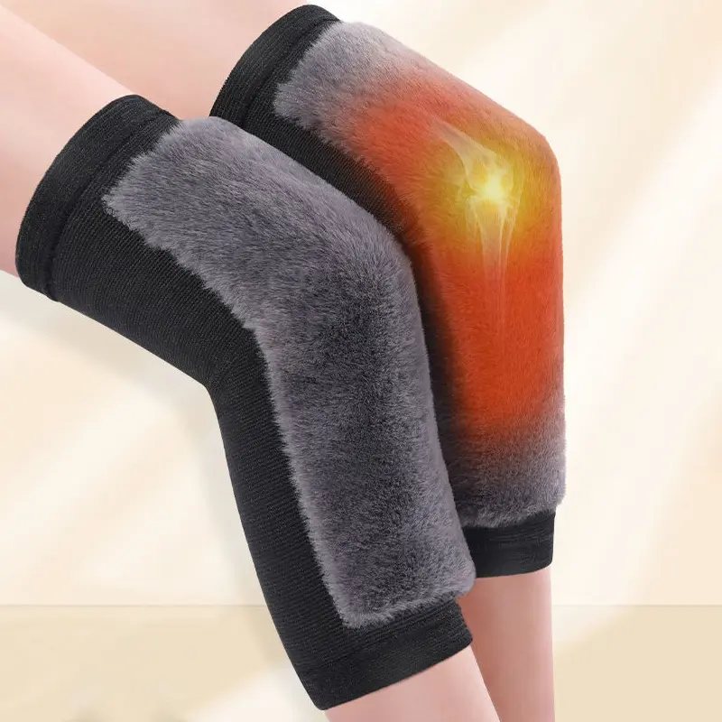 Winter Warm Knee Pads for Women Men Soft Thicken Fluff Cold-proof Leg Sleeves Faux Rabbit Fur Running Elderly Knee Protector