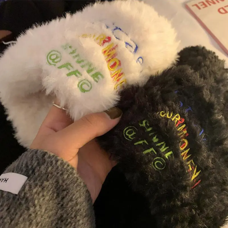 Winter Plush Warm Hat for Women Autumn Winter Thermal Fluffy Fur Beanies Sweet Ear Protection Skullcap