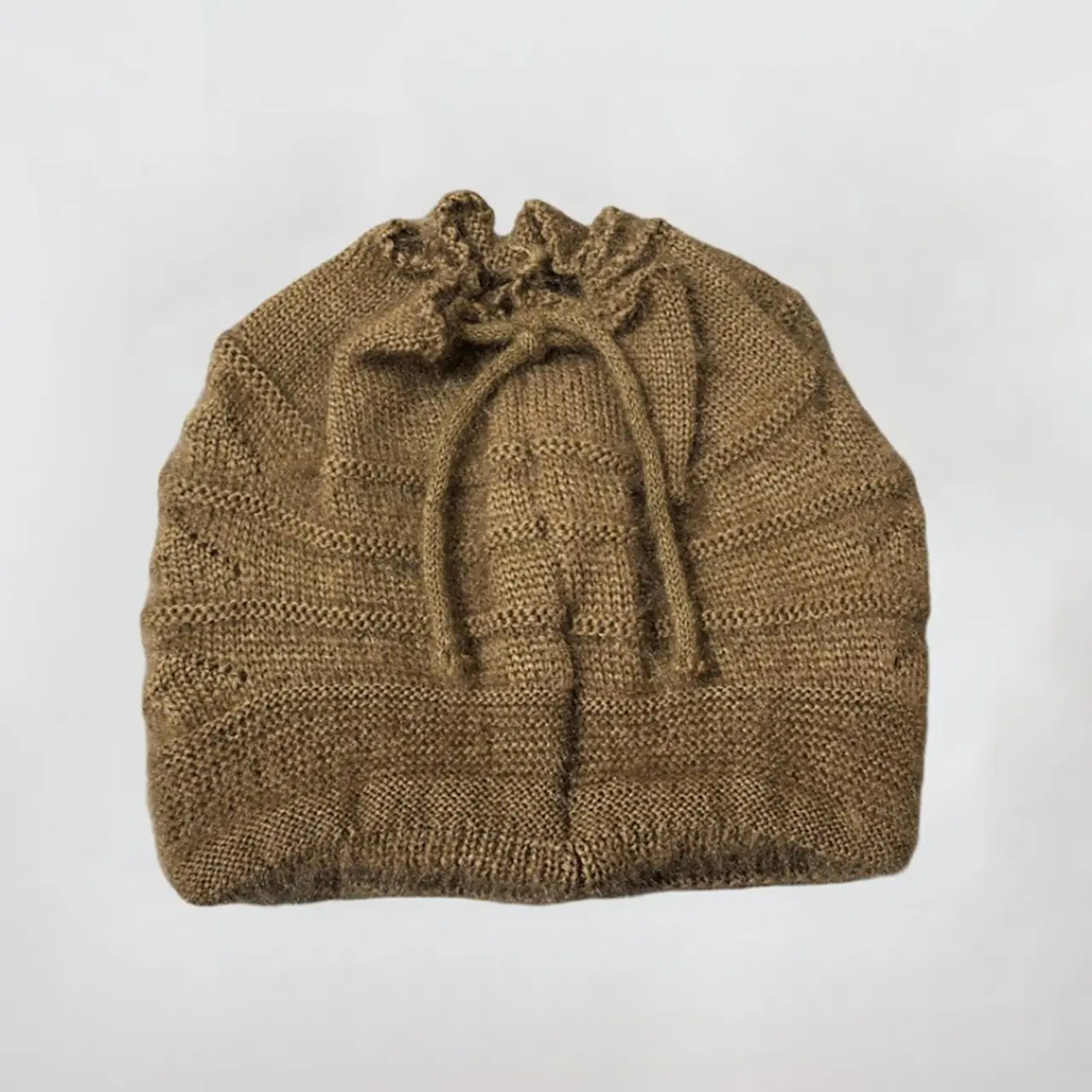 Winter Woolen Knit Hat for Women Fashion Drawstring Slouchy Beanies Outdoor Warm Crochet Skullcap