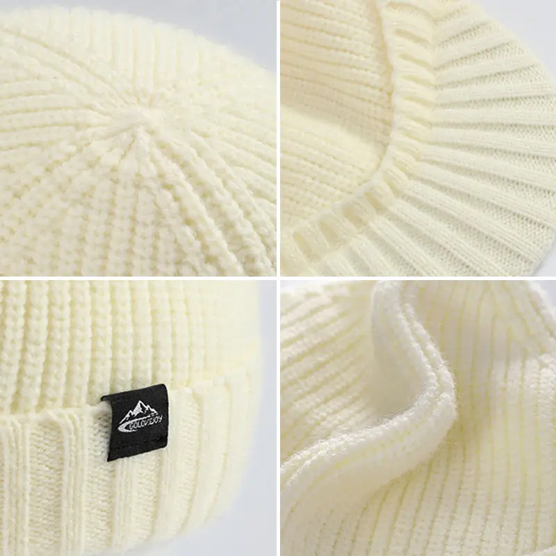 Winter Knitted Wool Hat for Women Thicken Warm Crochet Baseball Cap Outdoor Windproof Solid Color Thermal Caps