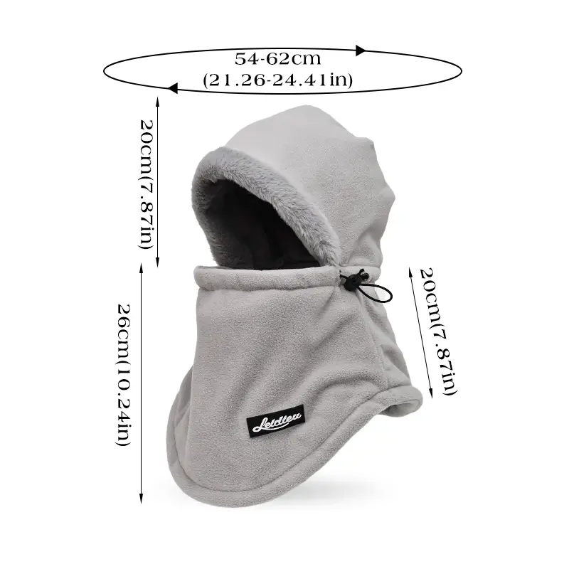 Winter Thermal Fleece Balaclava for Women Men Outdoor Thicken Plush Lining Mask Neck Warmer Hat Solid Color Hood Cycling Cap