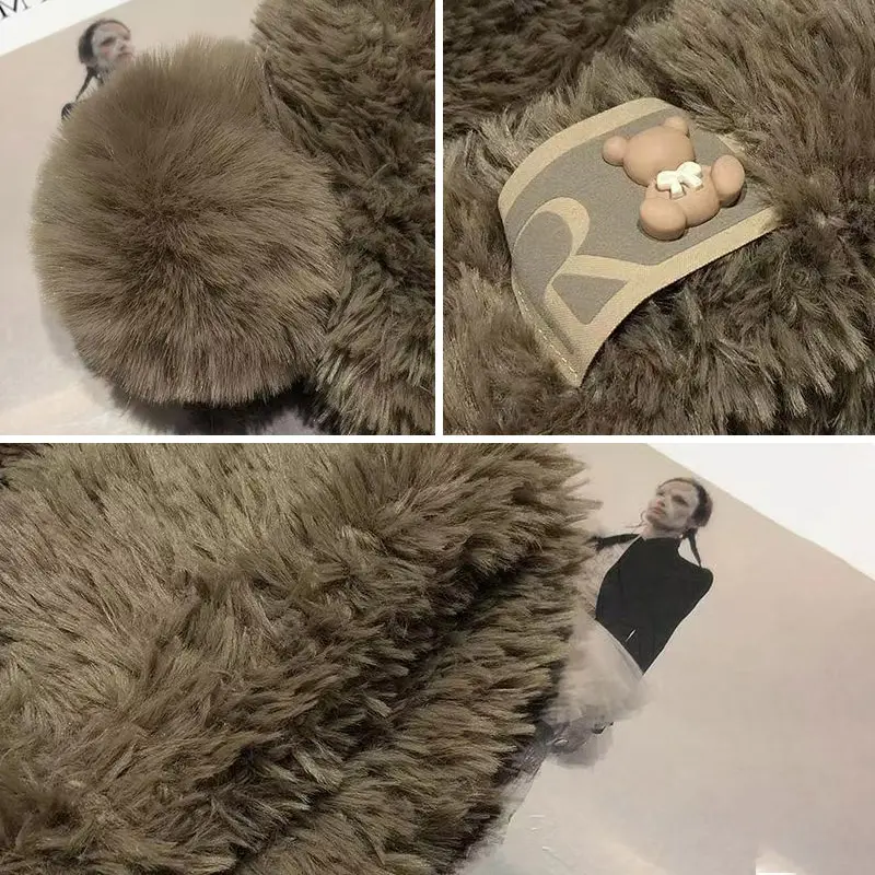 Cute Bear Ears Knitted Woolen Hat Cartoon Plush Beanie Cap Winter Autumn Thick Warm Ear Protection Hats