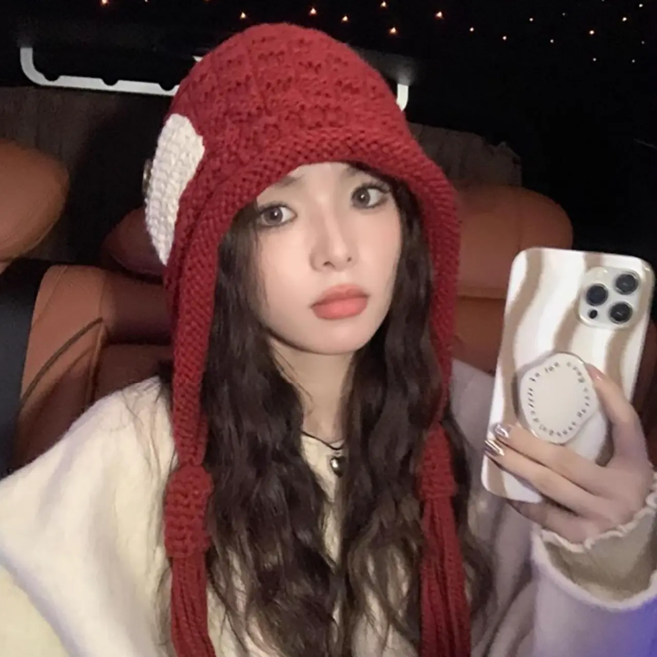 Handmade Knitted Hat for Women Winter Warm Woolen Ear Protection Cap Lady Female Korean Crochet Pullover Hats