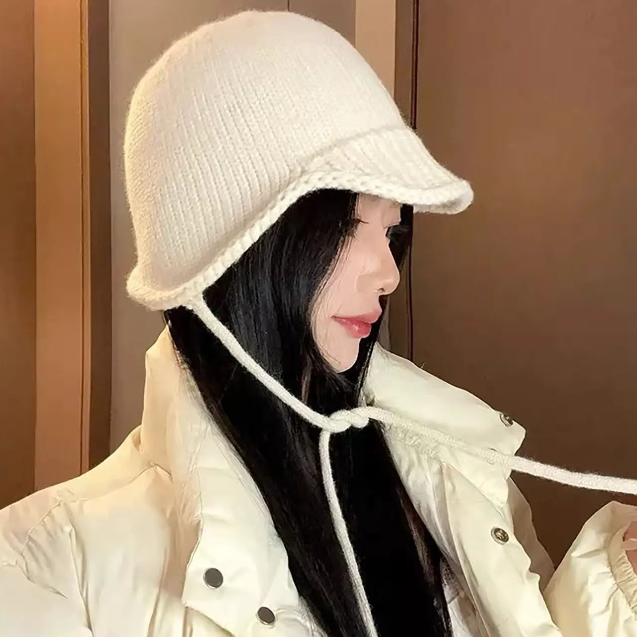Winter Knit Wool Hat for Women New Year Red Beanie Cap Korean Solid Color Warm Ear Protection Hats Christmas Caps