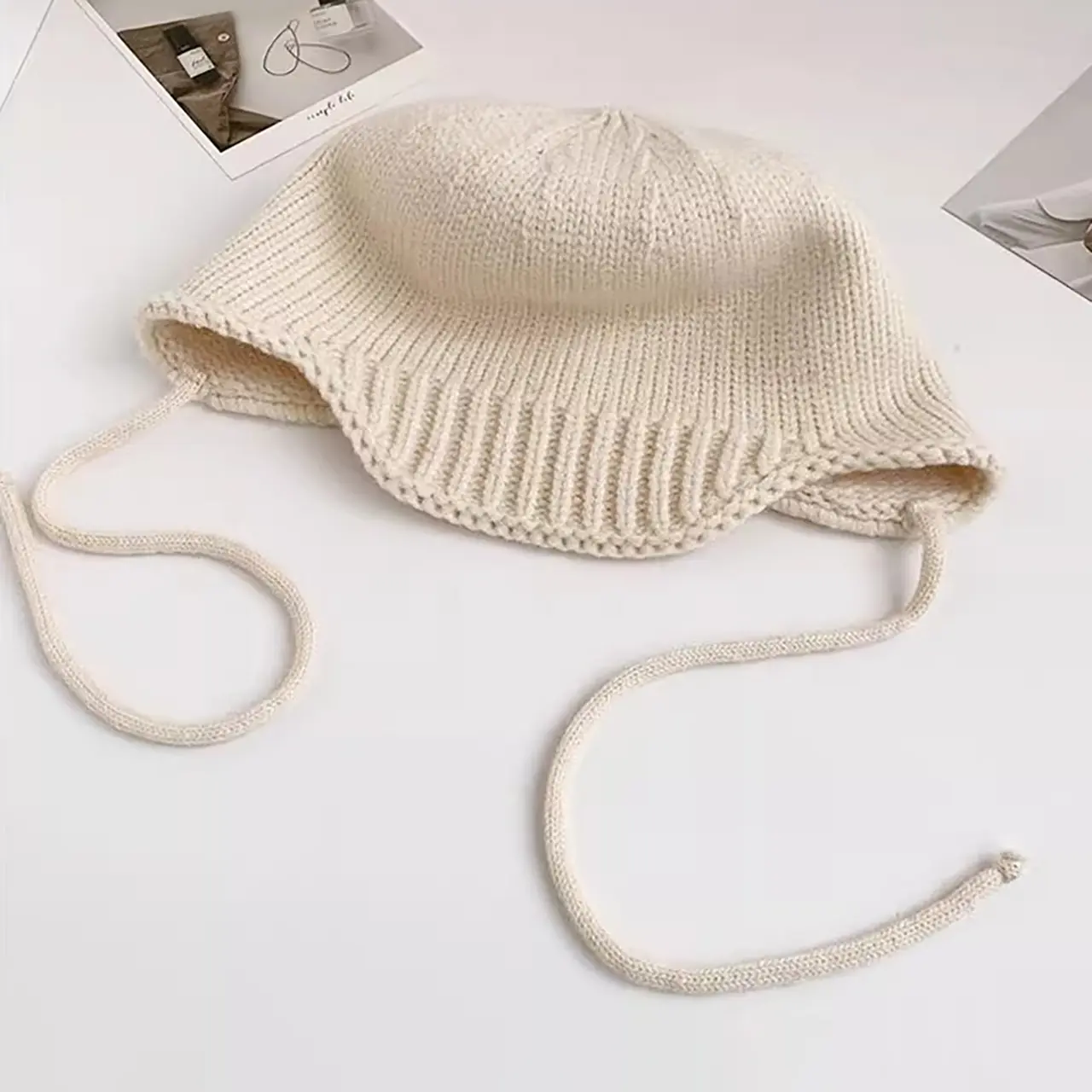 Winter Knit Wool Hat for Women New Year Red Beanie Cap Korean Solid Color Warm Ear Protection Hats Christmas Caps