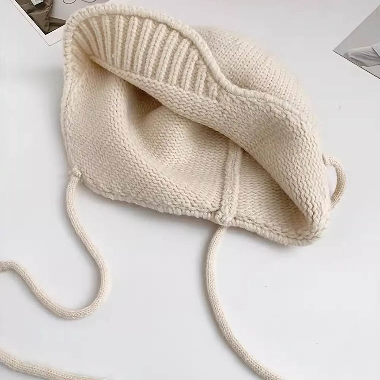 Winter Knit Wool Hat for Women New Year Red Beanie Cap Korean Solid Color Warm Ear Protection Hats Christmas Caps