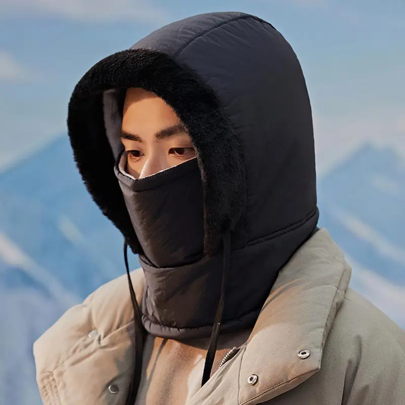 Winter Thermal Balaclava Outdoor Windproof Hood Cycling Hat Cold Weather Plush Face Mask Neck Warmer Scarf Helmet Cap