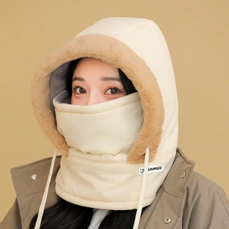 Winter Thermal Balaclava Outdoor Windproof Hood Cycling Hat Cold Weather Plush Face Mask Neck Warmer Scarf Helmet Cap