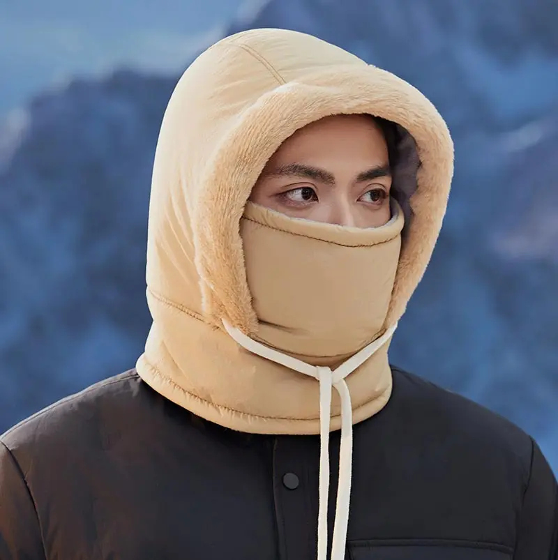 Winter Thermal Balaclava Outdoor Windproof Hood Cycling Hat Cold Weather Plush Face Mask Neck Warmer Scarf Helmet Cap