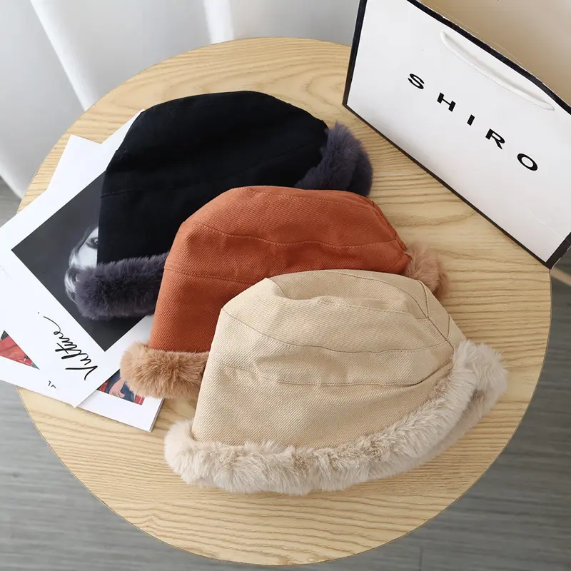 Mongolian Hat for Women Autumn Winter Windproof Warm Hat Thick Plush Warm Fisherman Cap Fluffy Fur Ear Protection Basin Hats