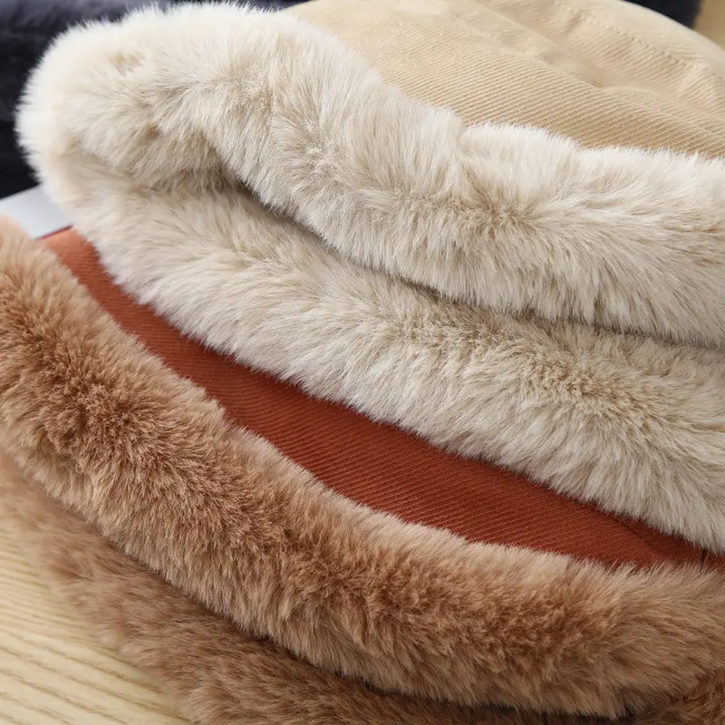 Mongolian Hat for Women Autumn Winter Windproof Warm Hat Thick Plush Warm Fisherman Cap Fluffy Fur Ear Protection Basin Hats