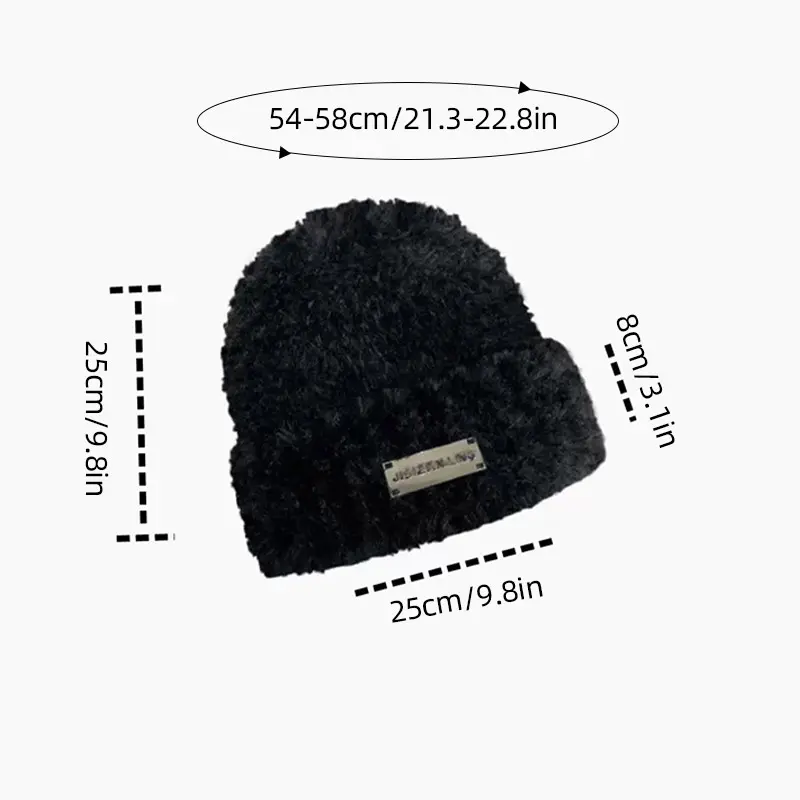 Winter Plush Hat for Women Fluffy Fur Knitted Beanie Cap Korean Solid Color Warm Girls Skullcap