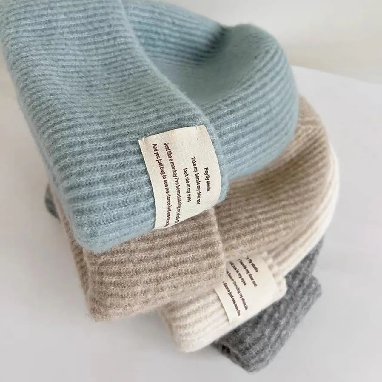 Winter Wool Blend Knitted Hat for Women Outdoor Warm Sports Hiking Caps Solid Color Ear Protection Beanie Hats