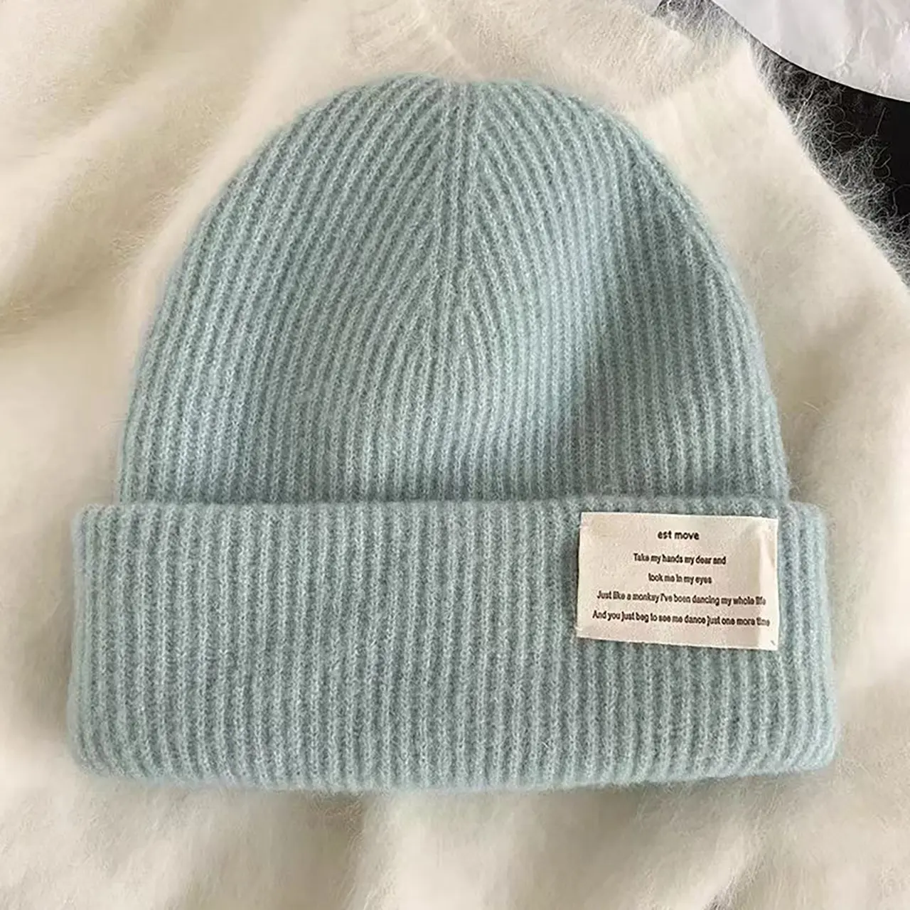 Winter Wool Blend Knitted Hat for Women Outdoor Warm Sports Hiking Caps Solid Color Ear Protection Beanie Hats