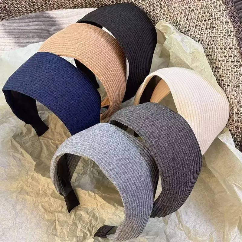 Korean Wide Knitting Hairbands for Women Solid Color Turban Girls Hair Hoops Female Girls Headband Hair Accessories