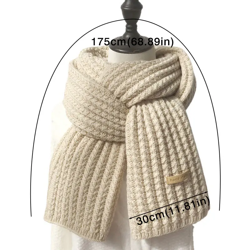 Korean Winter Scarf for Women Men Solid Color Knitted Scarves Bib Autumn Thicken Warm Unisex Scarves
