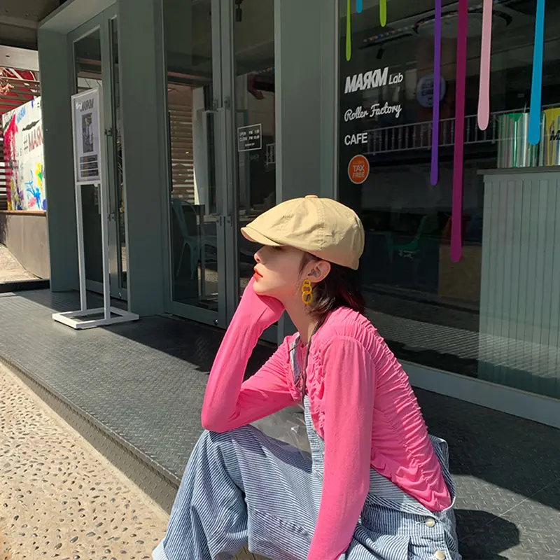 Retro Beret Hat for Women Japanese Solid Color Newsboy Cap Spring Autumn Cotton Octagonal Caps Female Forward Hats