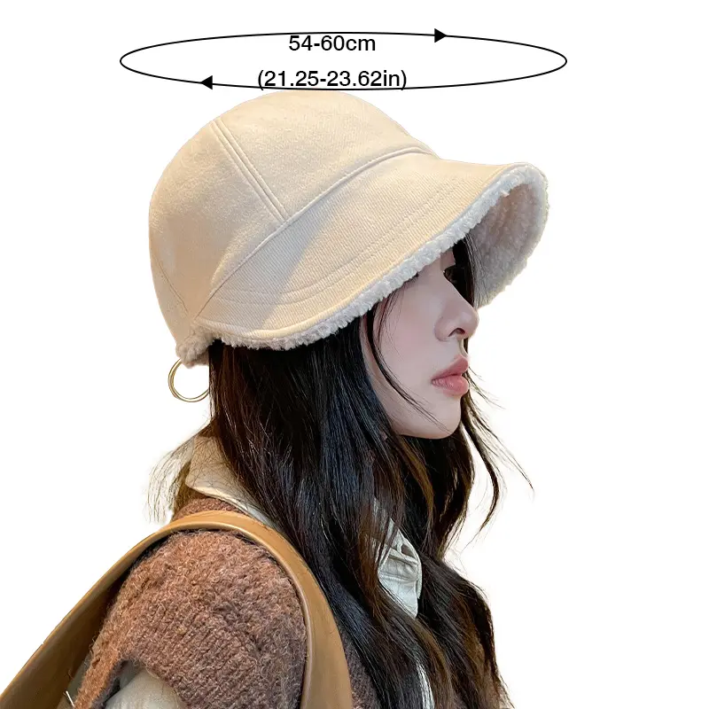 Korean Women Plush Bucket Hat Autumn Winter Warm Fisherman Cap for Ladies Girls Soild Color Adjustable Wide Brim Hats Bonnet
