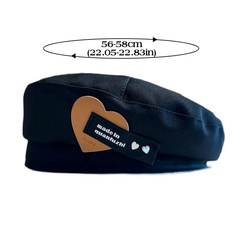 Autumn Winter Warm Beret Hat for Women Korean Y2K Love Heart Painter Caps Girls Solid Color Cotton Newsboy Hats