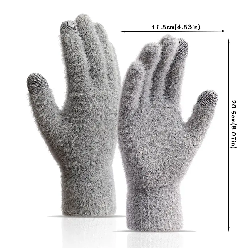 Winter Plush Women Gloves for Men Women Warm Imitation Mink Fur Full Finger Mittens Cold Resistant Touch-Screen Furry Gloves