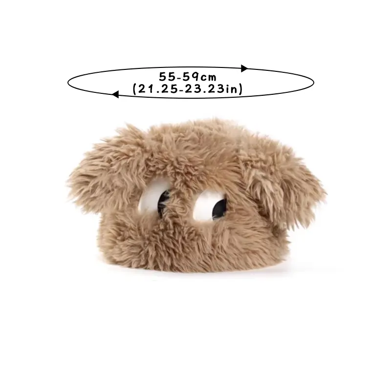 Funny Winter Plush Hat for Women Cute Cartoon Puppy Ears Beanie Cap Solid Color Warm Fluffy Faux Fur Girls Ear Protection Hats