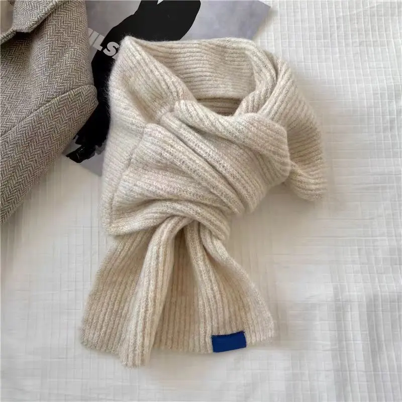 Winter Knit Wool Scarf Women Korean INS Warm Neck Warmer Female Girls Outdoor Thermal Windproof Neckerchief