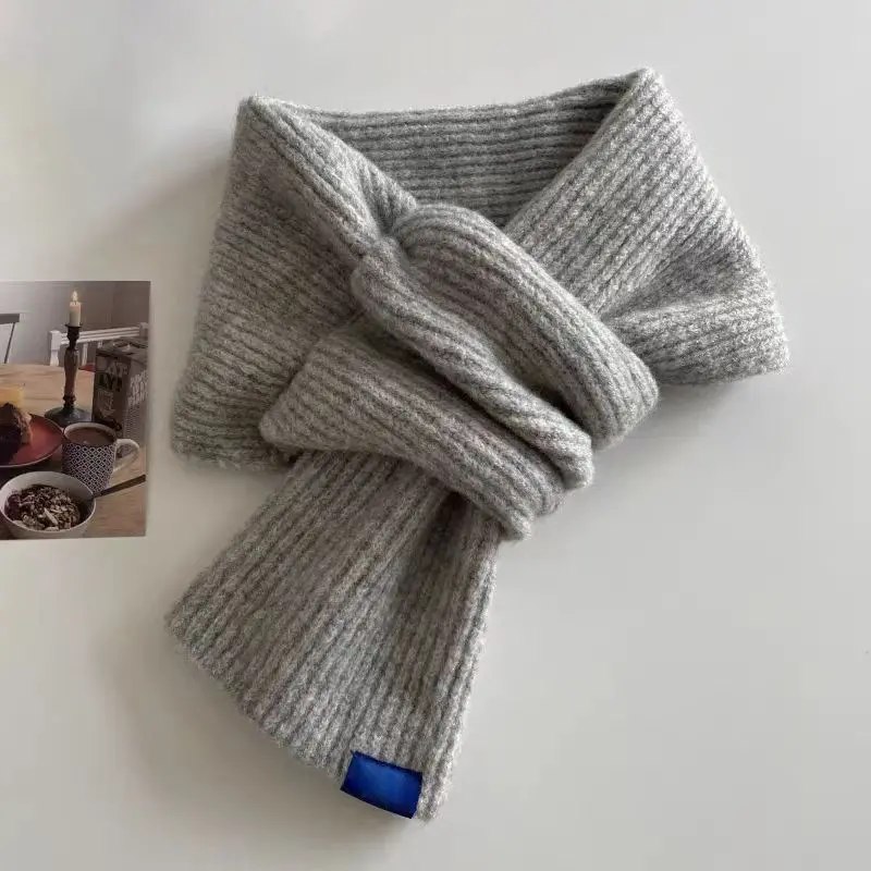 Winter Knit Wool Scarf Women Korean INS Warm Neck Warmer Female Girls Outdoor Thermal Windproof Neckerchief