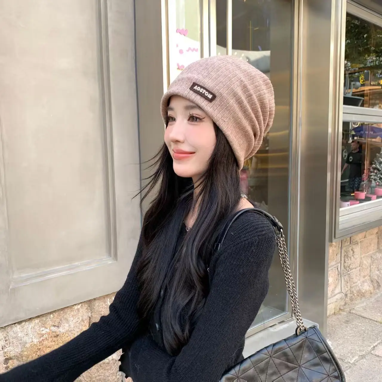 Winter Knitted Hat for Women Autumn Winter Warm Beanie Cap Lady Girls Solid Color Ear Protection Slouchy Skullies
