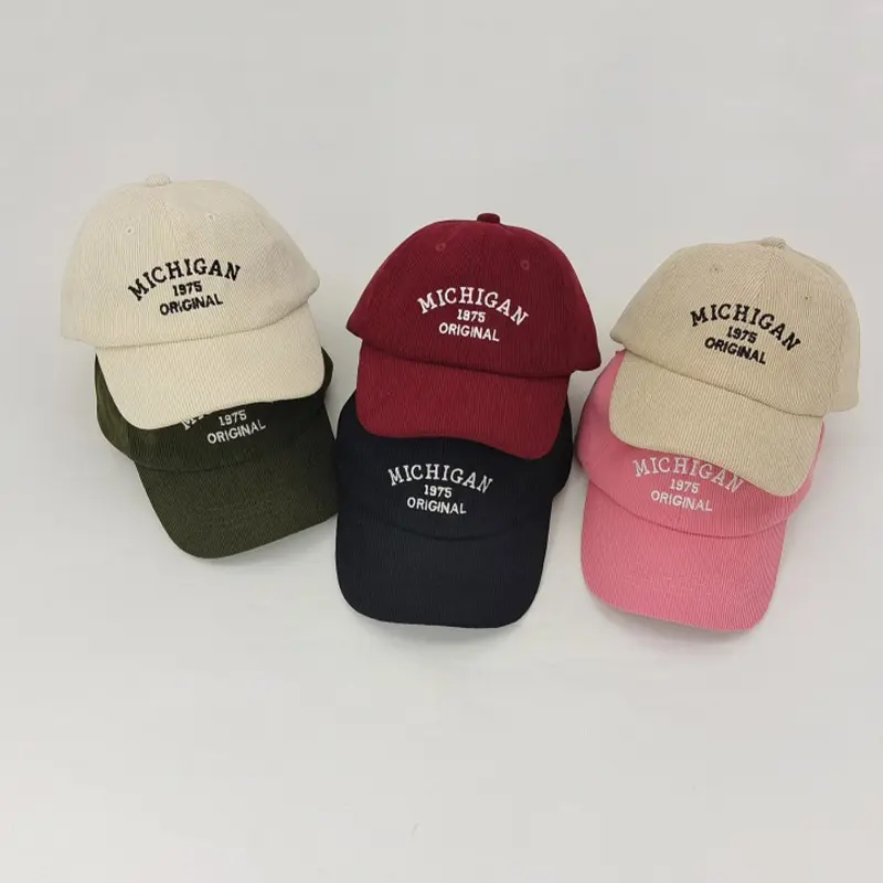 Letter Embroidered Children Baseball Cap Autumn Winter Corduroy Sport Hat for Boy Girl Vintage Hiphop Kids Snapback Hats