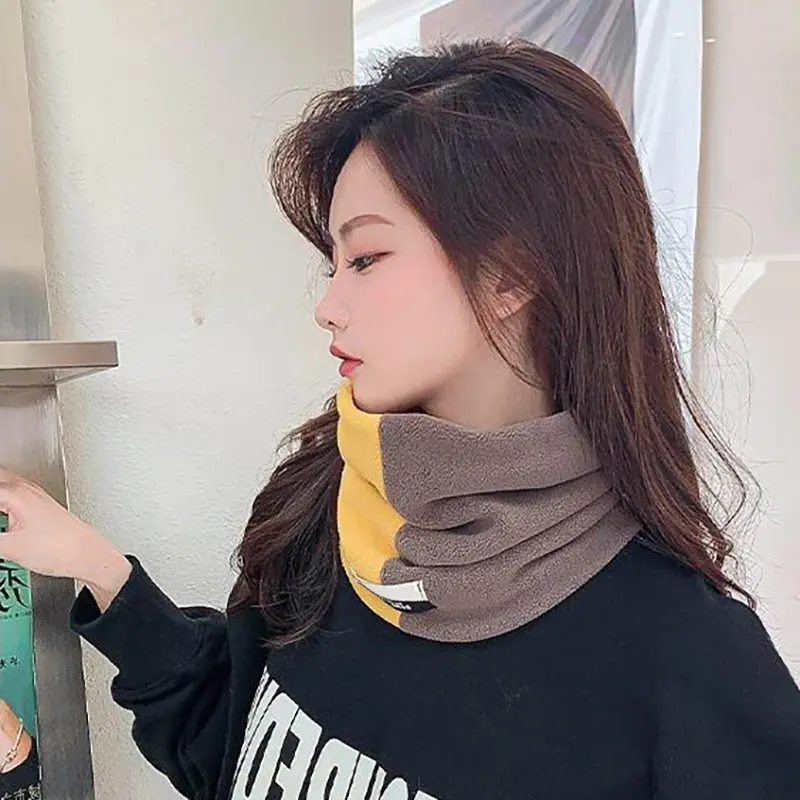 Winter Velvet Scarf for Women Patchwork Warm Neck Warmer Snood Outdoor Windproof Neck Warmer Female Bandana