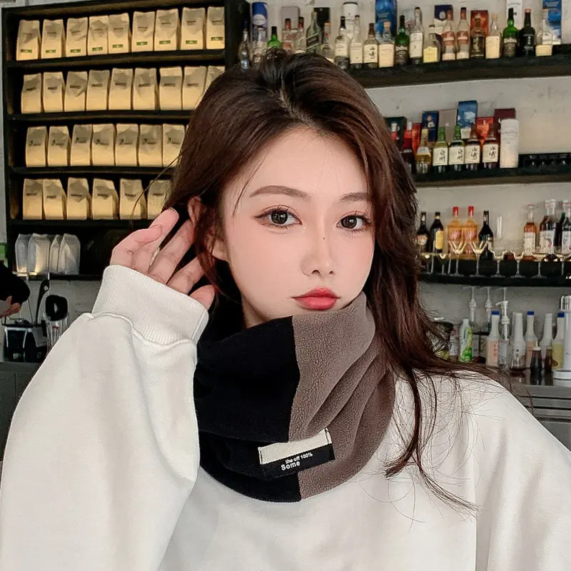 Winter Velvet Scarf for Women Patchwork Warm Neck Warmer Snood Outdoor Windproof Neck Warmer Female Bandana