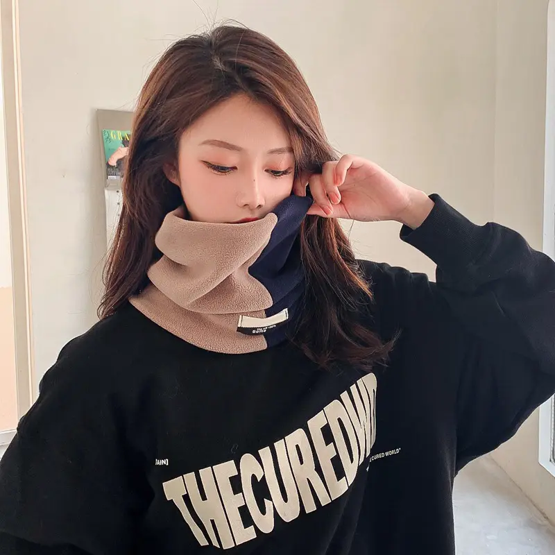 Winter Velvet Scarf for Women Patchwork Warm Neck Warmer Snood Outdoor Windproof Neck Warmer Female Bandana
