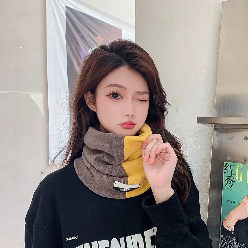 Winter Velvet Scarf for Women Patchwork Warm Neck Warmer Snood Outdoor Windproof Neck Warmer Female Bandana