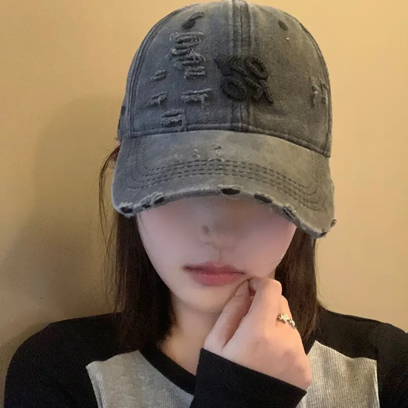 Retro Washed Cotton Baseball Hat for Women Solid Color Snapback Cap Summer Hip Hop Lady Sun Visor Hats