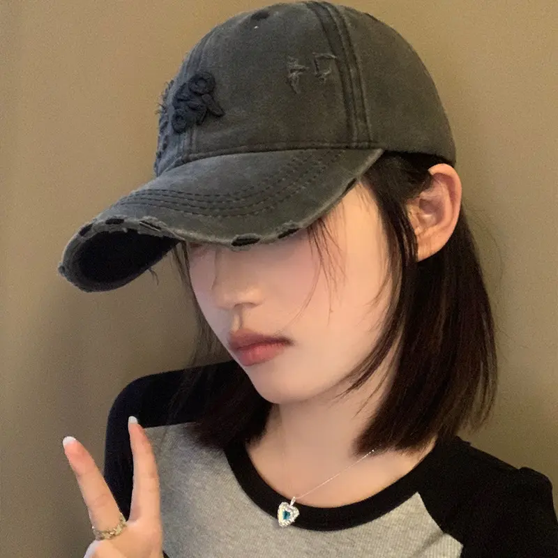 Retro Washed Cotton Baseball Hat for Women Solid Color Snapback Cap Summer Hip Hop Lady Sun Visor Hats