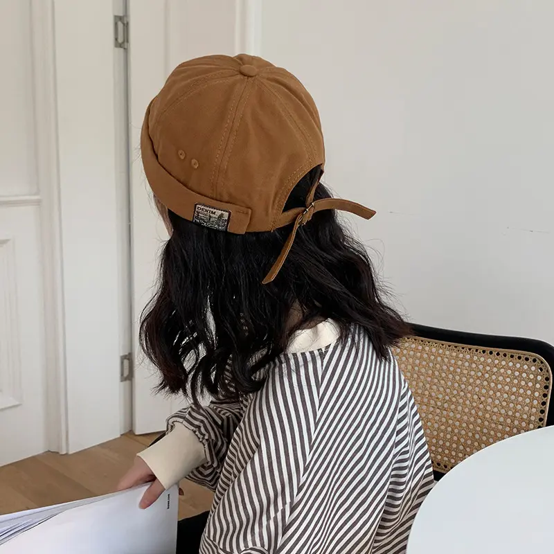 Retro Brimless Hat for Men Women Hip Hop Letter Label Beanies Summer Adjustable Cotton Docker Cap Unisex Street Melon Caps