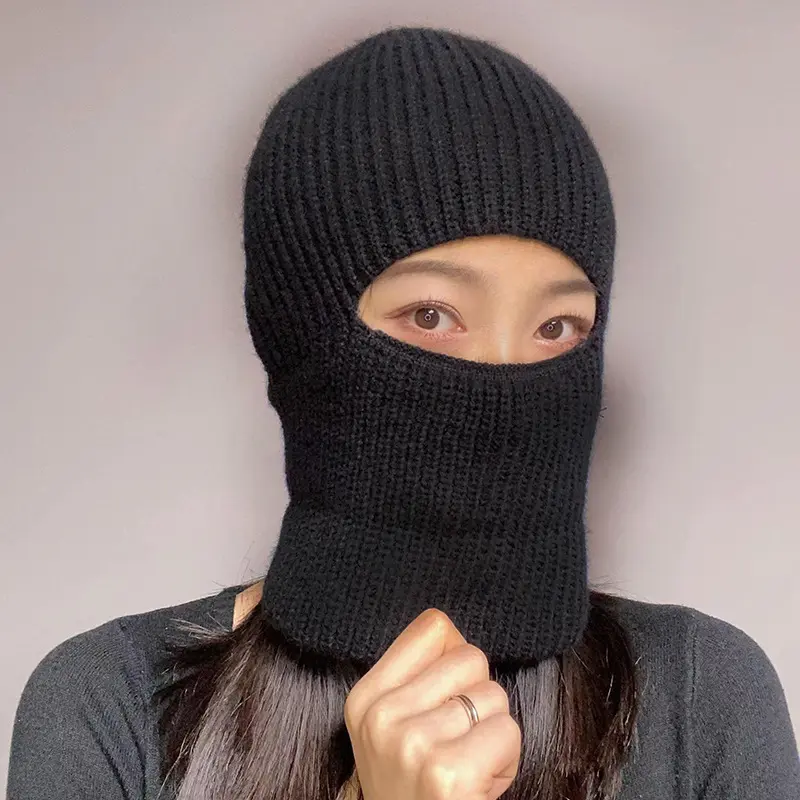 Winter Balaclava Hat for Women Warm Knitted Mask Beanies Cap Outdoor Full Face Sport Cycling Skiing Caps Woolen Skullies