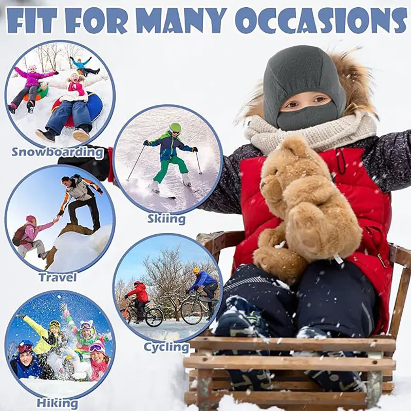 Balaclava Cycling Cap for Kids Winter Warm Fleece Balaclava Hat Children Boy Girl Outdoor Full Face Cover Mask Ski Hats