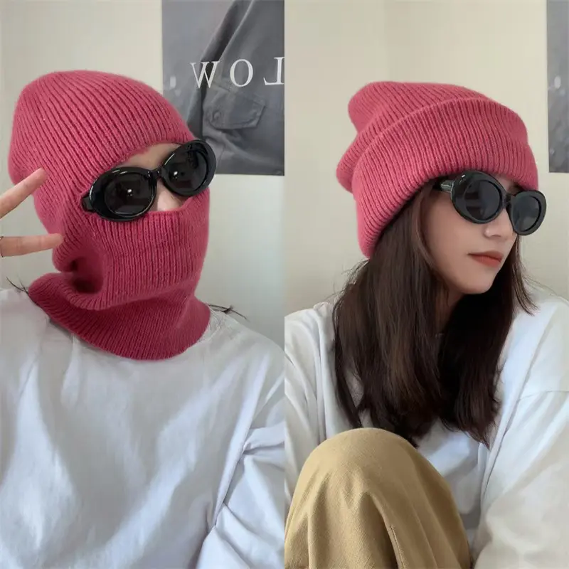 Winter Balaclava Hat for Women Warm Knitted Mask Beanies Cap Outdoor Full Face Sport Cycling Skiing Caps Woolen Skullies